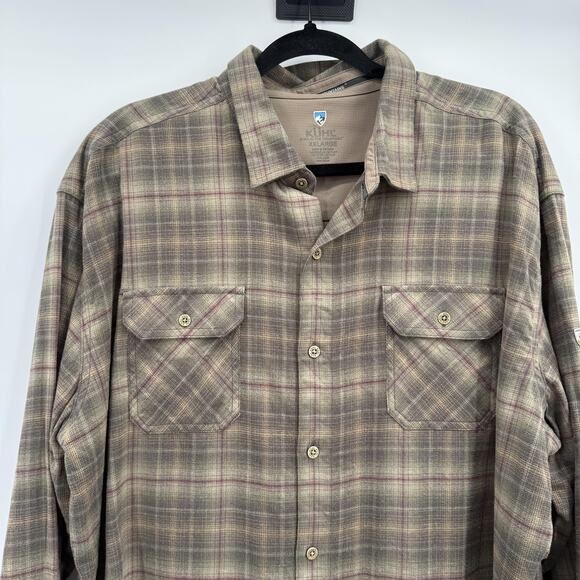 Kuhl Shirt Mens 2XL Brown Plaid Dillingr Flannel Long Sleeve Button Up 7186 - Picture 2 of 12